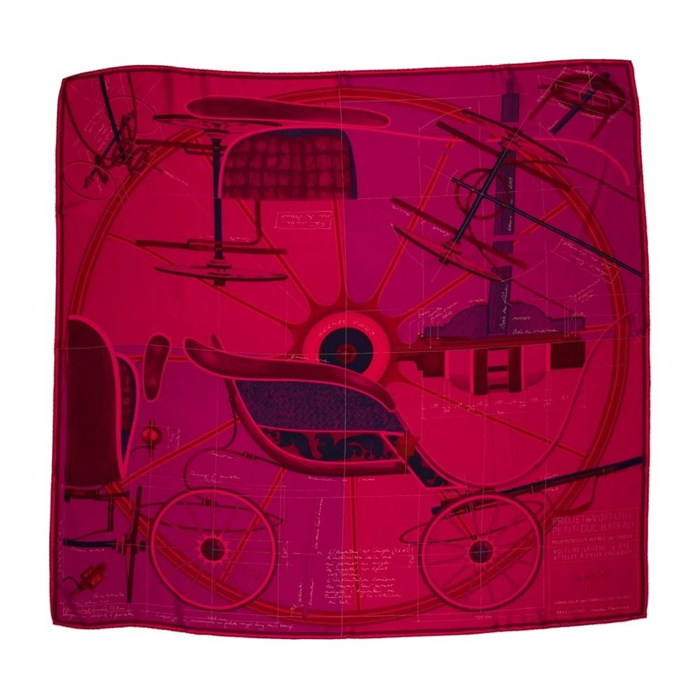 Hermes Projet de Voiture Petit-Duc Bateau silk scarf 90cm